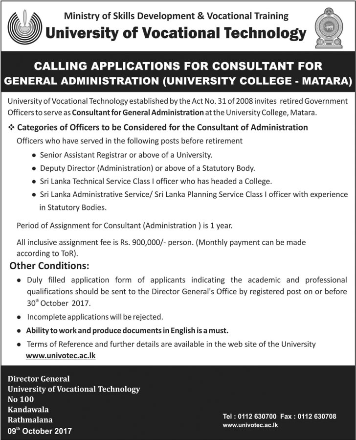 Consultant - University of Vocational Technology